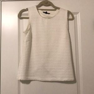 White Textured Sleeveless Open Back Shirt